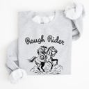 Small Ash Light Gray Rough Rider, Cowgirl, Horse, Rodeo Western Heritage Illustration Graphic Sweatshirt