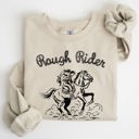 XL Sand Rough Rider, Cowgirl, Horse, Rodeo Western Heritage Illustration Graphic Sweatshirt