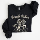 XXL Black Rough Rider, Cowgirl, Horse, Rodeo Western Heritage Illustration Graphic Sweatshirt