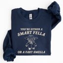 XXL Navy Smart Fella Fart Smeller Funny Bear Cartoon Character Whimsical Playful Bold Sweatshirt