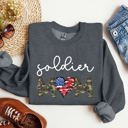 Small Dark Gray Heather Soldier Mom Military Armed Forces Proud Mama Of A Hero Mother's Day Edition Sweatshirt
