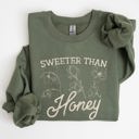 XXL Military Green Sweeter Than Honey, Country Gal Western Cowgirl Spirit Graphic Sweatshirt For Rustic Country Living