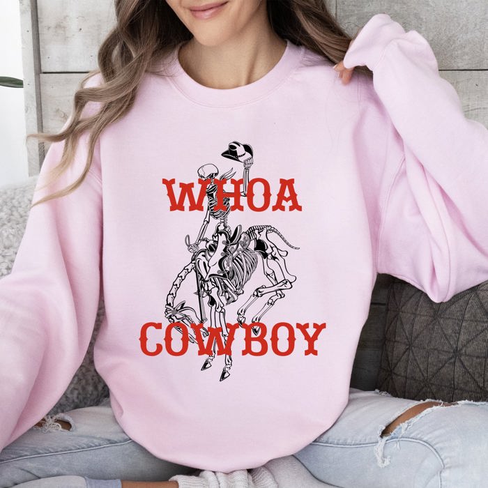Whoa Cowboy Skeleton Horse Western Illustration Collection For Western Lovers Sweatshirt