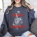 Medium Dark Gray Heather Whoa Cowboy Skeleton Horse Western Illustration Collection For Western Lovers Sweatshirt