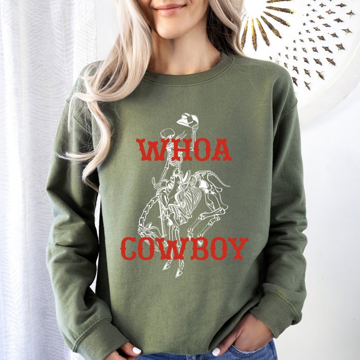Whoa Cowboy Skeleton Horse Western Illustration Collection For Western Lovers Sweatshirt