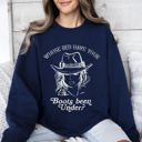 Medium Navy Whose Bed Have Your Boots Been Under In Country Music Lyrics Western Style Sweatshirt