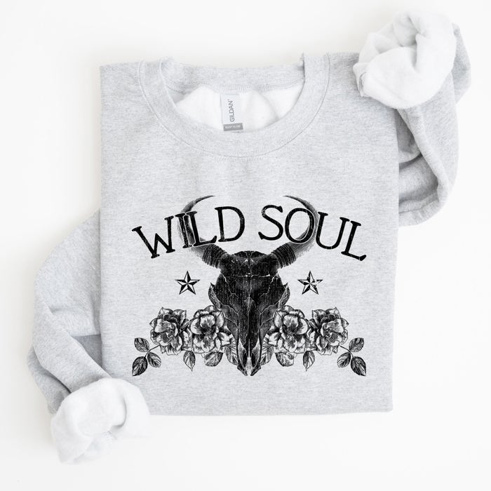 Wild Soul Cow Skull Western Desert Outdoor Adventure Frontier Spirit Western Heritage Sweatshirt