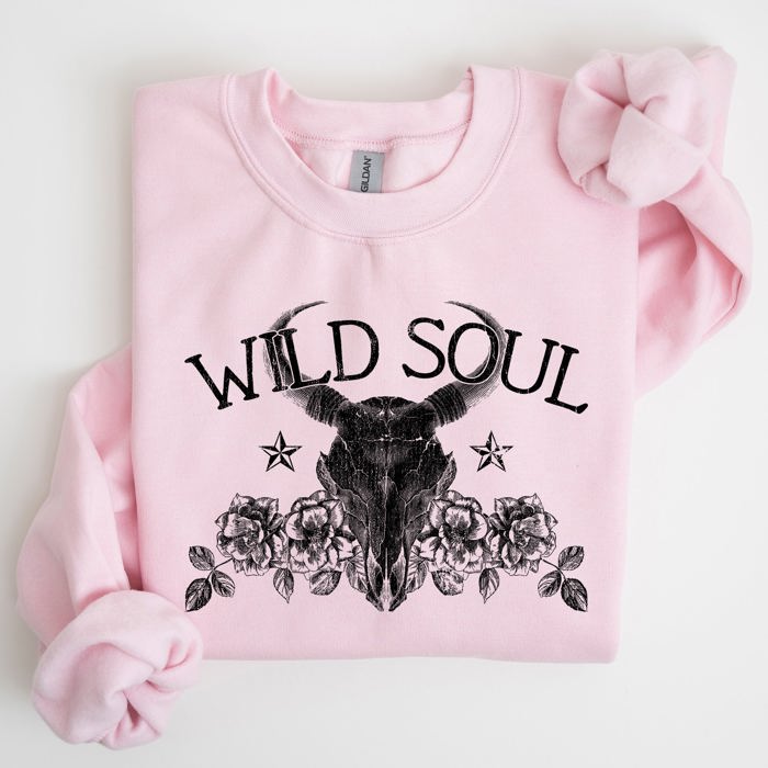 Wild Soul Cow Skull Western Desert Outdoor Adventure Frontier Spirit Western Heritage Sweatshirt
