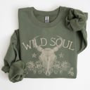 XXL Military Green Wild Soul Cow Skull Western Desert Outdoor Adventure Frontier Spirit Western Heritage Sweatshirt