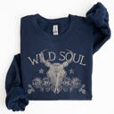 XL Navy Wild Soul Cow Skull Western Desert Outdoor Adventure Frontier Spirit Western Heritage Sweatshirt