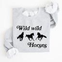 Large Ash Light Gray Wild Wild Horses, Country, Western Rodeo Spirit And Prairie Sunset Art Sweatshirt