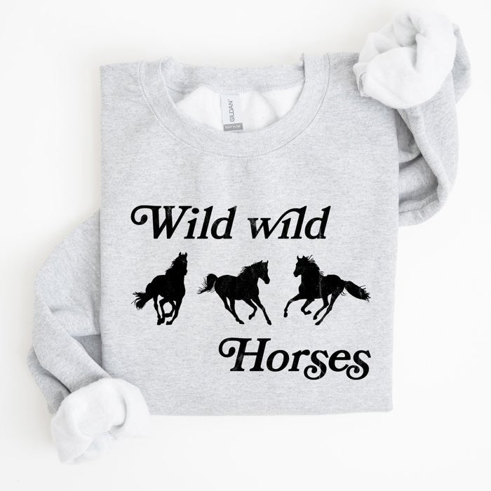 Wild Wild Horses, Country, Western Rodeo Spirit And Prairie Sunset Art Sweatshirt