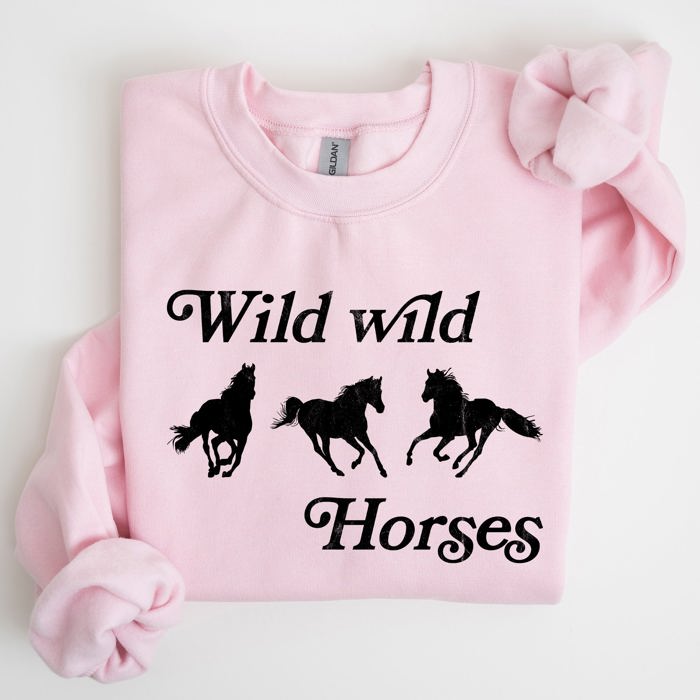 Wild Wild Horses, Country, Western Rodeo Spirit And Prairie Sunset Art Sweatshirt