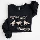 Large Black Wild Wild Horses, Country, Western Rodeo Spirit And Prairie Sunset Art Sweatshirt