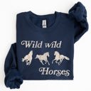 XXL Navy Wild Wild Horses, Country, Western Rodeo Spirit And Prairie Sunset Art Sweatshirt