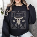 Large Black Wild Wild West Cow Skull Rose Western Country Frontier Spirit Living Ranch Heritage Sweatshirt
