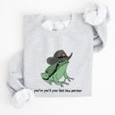 Small Ash Light Gray You Just Yee'd Your Last Haw, Sheriff Frog Illustration And Pun Artwork Sweatshirt