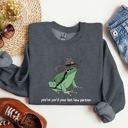 Small Dark Gray Heather You Just Yee'd Your Last Haw, Sheriff Frog Illustration And Pun Artwork Sweatshirt