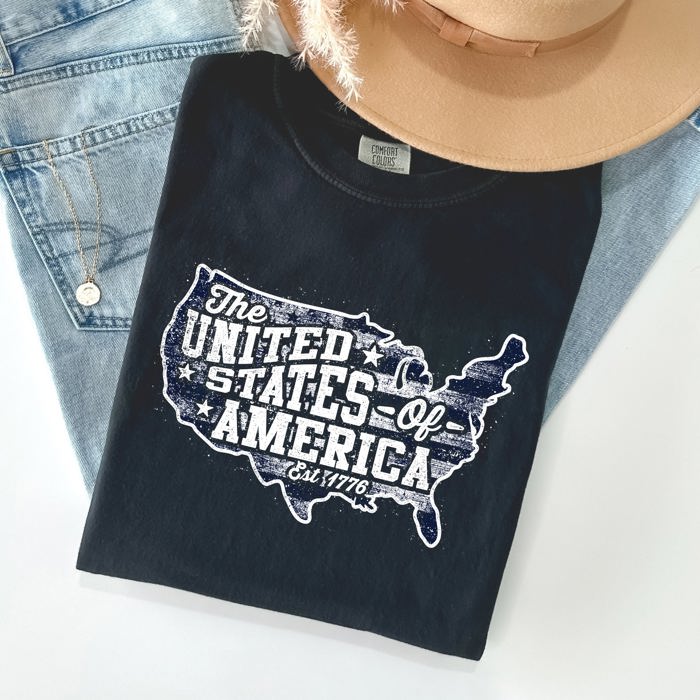 United States Of America Patriotic 4th Of July Flag Design Vintage Distressed Style Comfort Colors Tee
