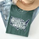 Small Blue Spruce Green United States Of America Patriotic 4th Of July Flag Design Vintage Distressed Style Comfort Colors Tee