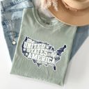 XL Bay Light Sage United States Of America Patriotic 4th Of July Flag Design Vintage Distressed Style Comfort Colors Tee