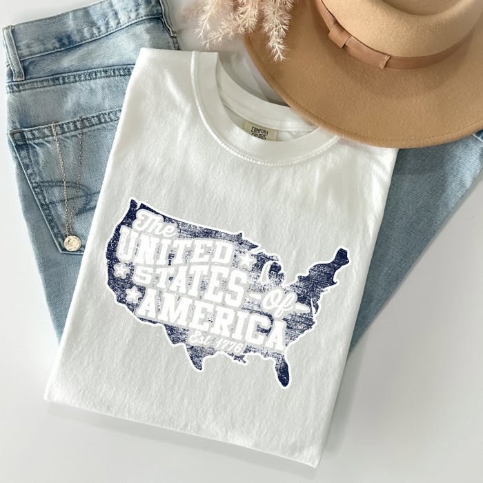United States Of America Patriotic 4th Of July Flag Design Vintage Distressed Style Comfort Colors Tee