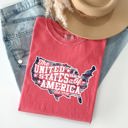 Medium Watermelon Pink United States Of America Patriotic 4th Of July Flag Design Vintage Distressed Style Comfort Colors Tee