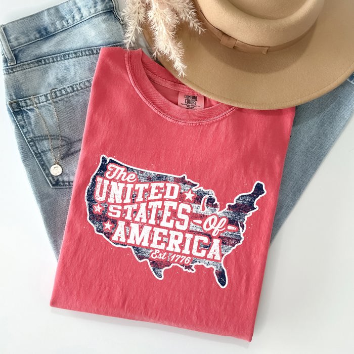 United States Of America Patriotic 4th Of July Flag Design Vintage Distressed Style Comfort Colors Tee
