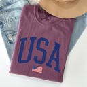 XL Berry Red USA Flag Patriotic Emblem Celebrating Independence Day USA Pride Comfort Colors Tee