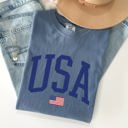 XL Blue Jean USA Flag Patriotic Emblem Celebrating Independence Day USA Pride Comfort Colors Tee