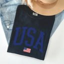 Medium Black USA Flag Patriotic Emblem Celebrating Independence Day USA Pride Comfort Colors Tee