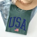 Large Blue Spruce Green USA Flag Patriotic Emblem Celebrating Independence Day USA Pride Comfort Colors Tee