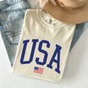 XL Ivory Cream USA Flag Patriotic Emblem Celebrating Independence Day USA Pride Comfort Colors Tee