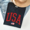 Large Black USA Flag Patriotic American Pride Print Emblem With Bold Stars And Stripes Across The Banner Comfort Colors Tee