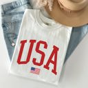 XXXL White USA Flag Patriotic American Pride Print Emblem With Bold Stars And Stripes Across The Banner Comfort Colors Tee