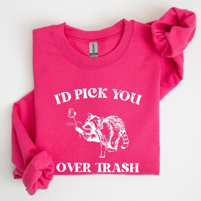 I'd Pick You Over Trash, Raccoon Graphic Sweatshirt