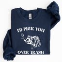XL Navy I'd Pick You Over Trash, Raccoon Graphic Sweatshirt