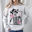 Small Ash Light Gray If I Had Feelings, They'd Be For You Skeleton Love Valentine's Day Graphic Sweatshirt