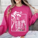 Medium Heliconia Bright Pink If I Had Feelings, They'd Be For You Skeleton Love Valentine's Day Graphic Sweatshirt