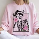 Large Light Pink If I Had Feelings, They'd Be For You Skeleton Love Valentine's Day Graphic Sweatshirt