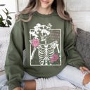 Medium Military Green If I Had Feelings, They'd Be For You Skeleton Love Valentine's Day Graphic Sweatshirt