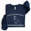 Medium Navy Silly Goose Funny Aesthetic Cozy Graphic Playful Quirky Banter Artwork Sweatshirt