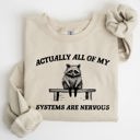  All Of My Systems Are Nervous Anxiety Raccoon Mental Health Expression Sweatshirt