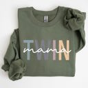 XXL Military Green Twin Mama Mom Of Twins Motherhood Proud Forever Striving Everyday Joyful Comfort For Moms Sweatshirt