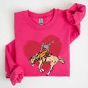 XL Heliconia Bright Pink Cowboy Heart Western County Valentine's Day Love Story Rustic Cowboy Theme Sweatshirt