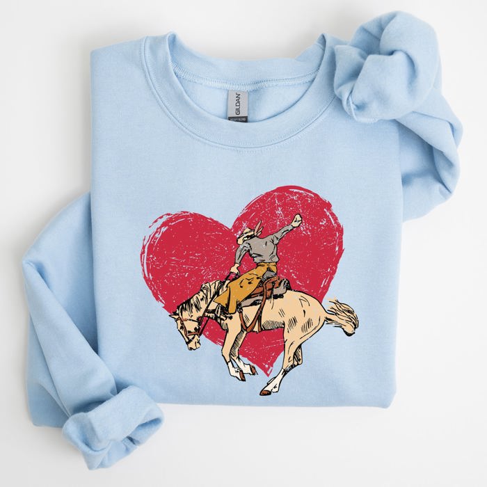 Cowboy Heart Western County Valentine's Day Love Story Rustic Cowboy Theme Sweatshirt