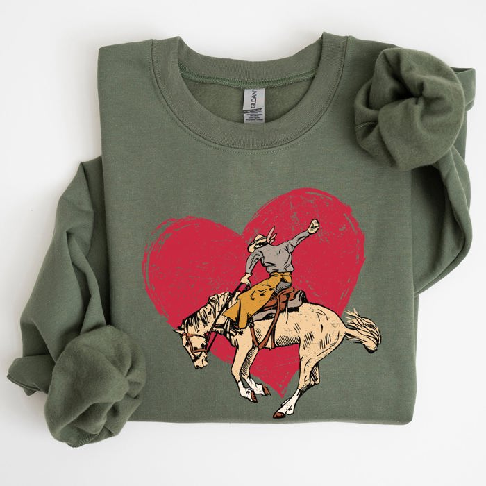 Cowboy Heart Western County Valentine's Day Love Story Rustic Cowboy Theme Sweatshirt