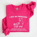 XXXL Heliconia Bright Pink I Got 99 Problems Bear Classic Graphic Cozy Everyday Wear And Street Style Sweatshirt