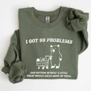 XXL Military Green I Got 99 Problems Bear Classic Graphic Cozy Everyday Wear And Street Style Sweatshirt
