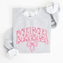 Small Ash Light Gray Mama Coquette Pink Bows Trend Girly Soft Girl Era Capsule Edition Line Sweatshirt
